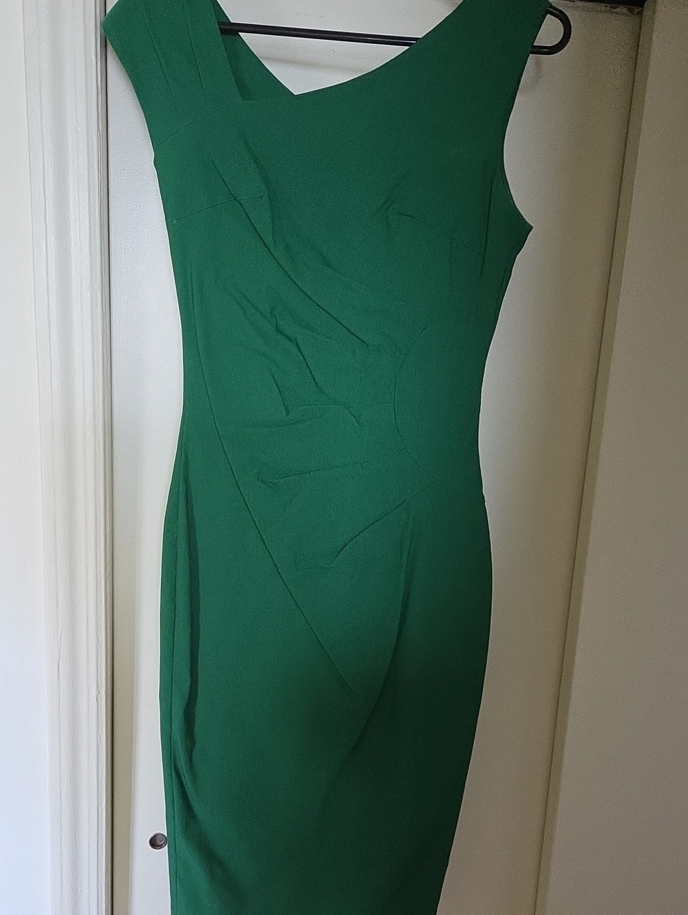 Structured Emerald Green Midi Sheath Dress